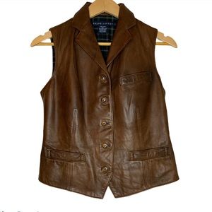 Ralph Lauren 100% Leather Vest Blue Lable sz 8